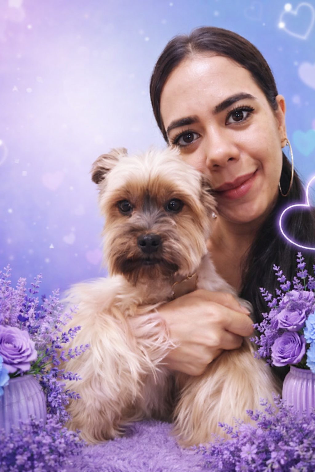 Fundadora do Pet Bruce com seu Yorkshire